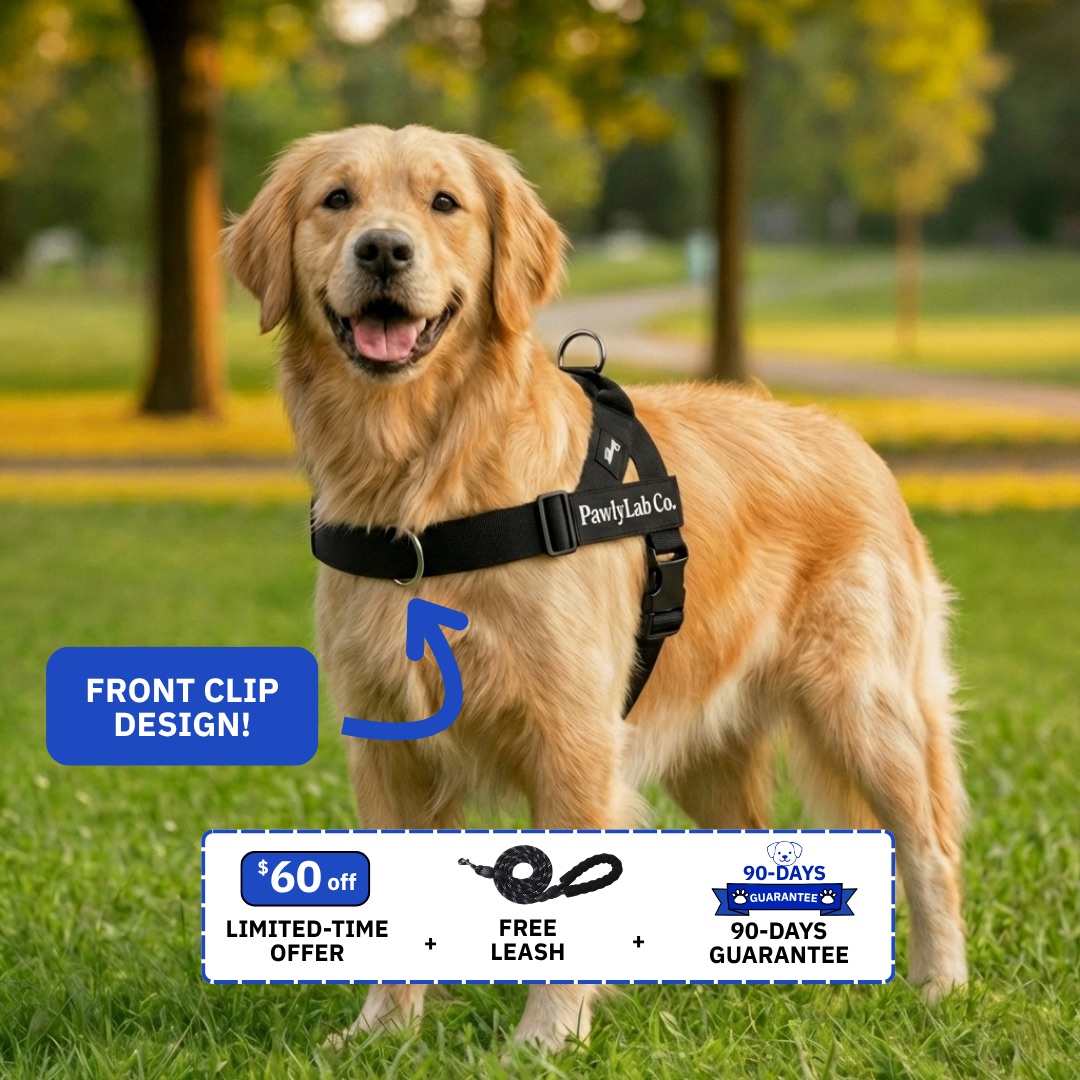 PawlyLab Co No-Pull Harness — limited-time offer with free leash and 90-day guarantee