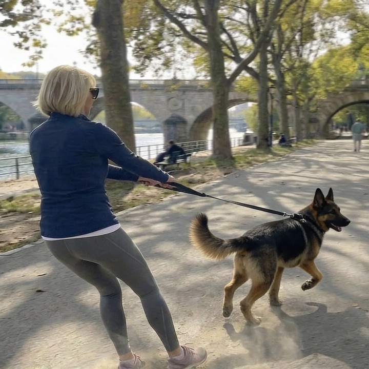 Customer photo: relaxed walk with a German Shepherd along the river