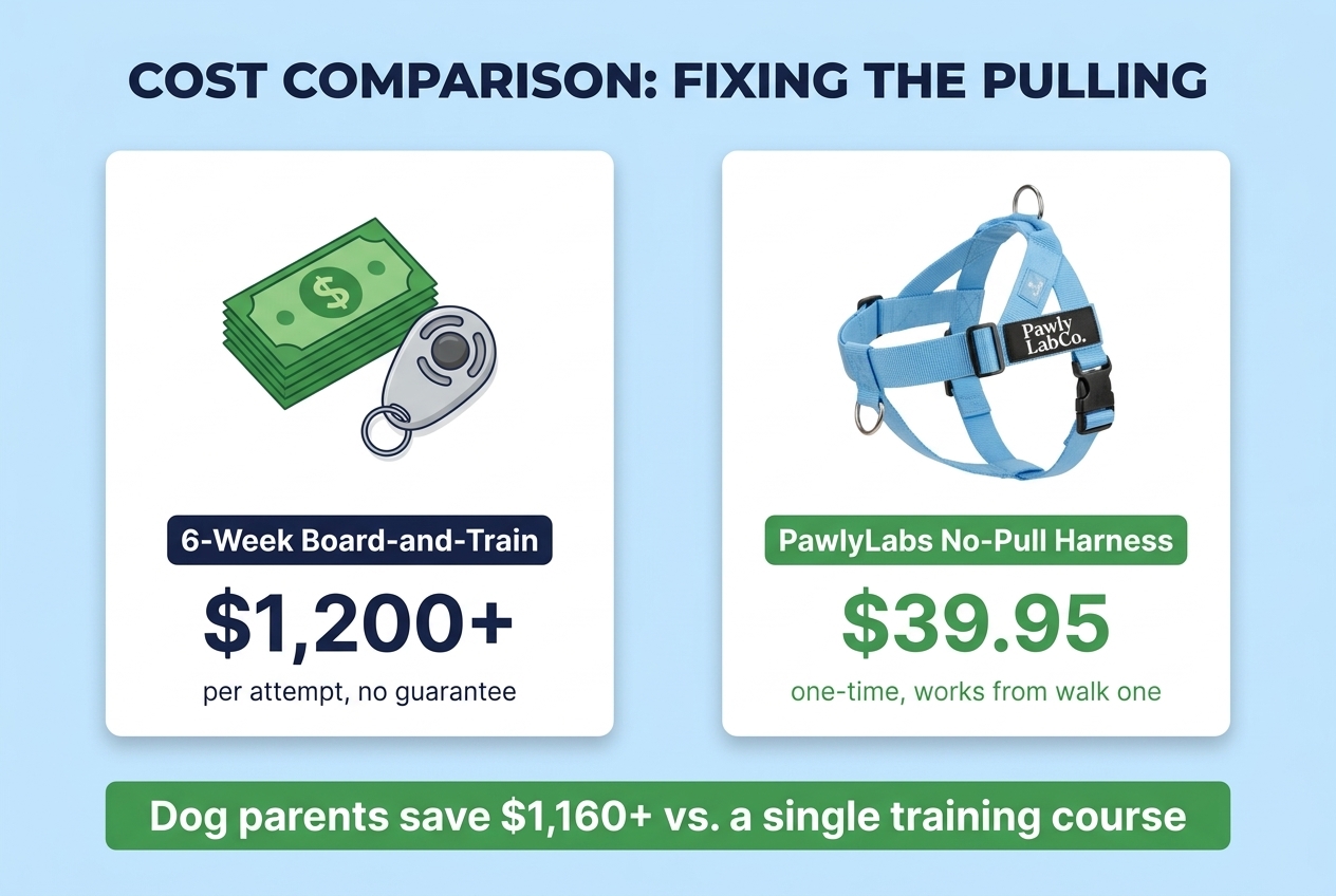 Cost comparison: board-and-train vs the PawlyLabs harness