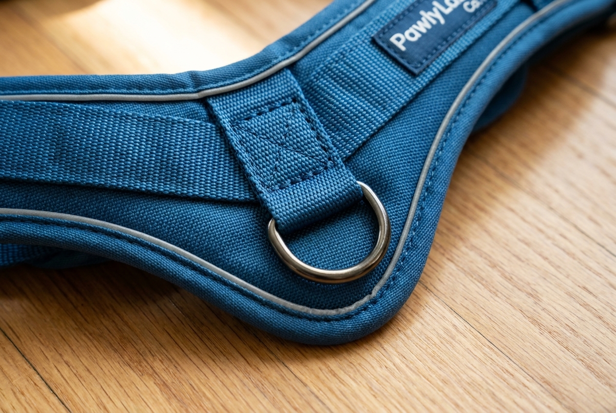 The front chest D-ring of the PawlyLabs harness